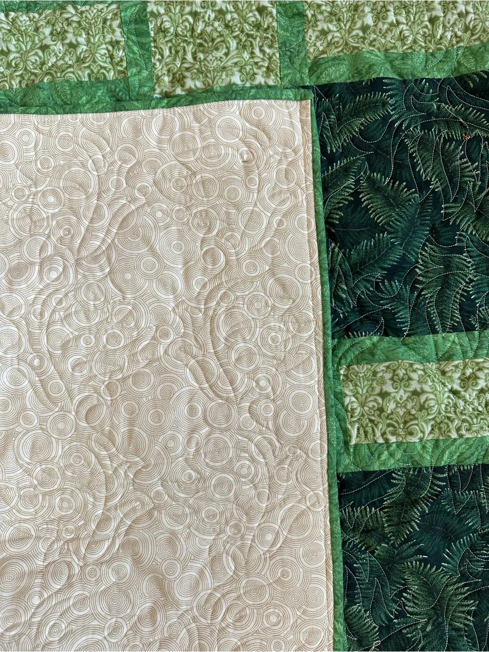 Handmade Green Patchwork Quilted Throw Blanket